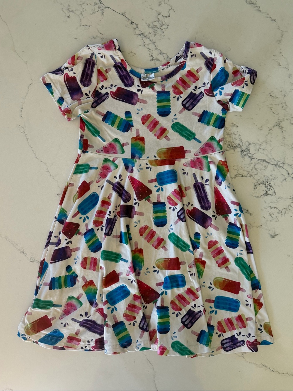 Girls XL Popsicle Print Twirl Dress Short Sleeve Boutique Dress
